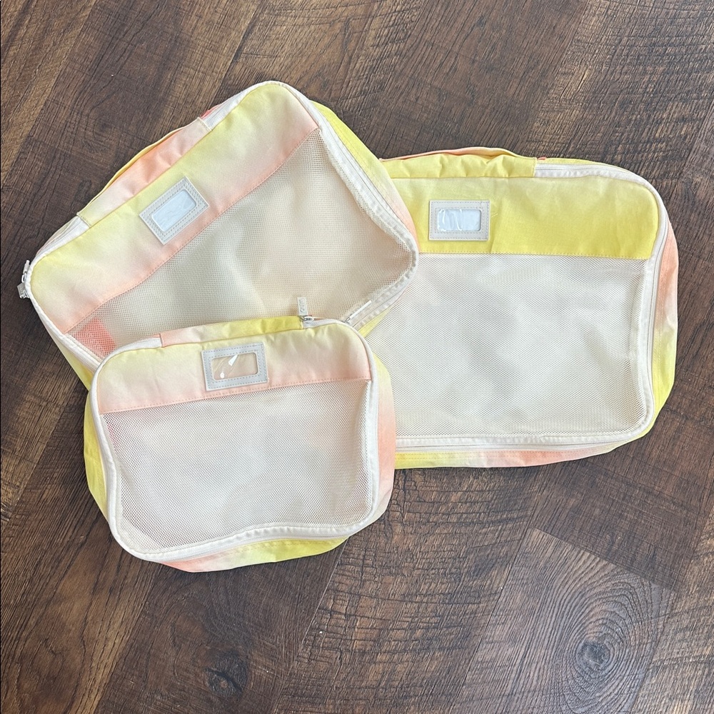 Calpak Yellow and Peach set of 3 Packing Cubes